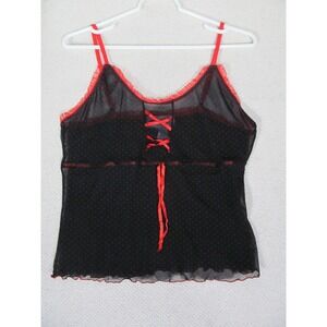 Blue Moon Lingerie Set‎ – Sheer Nylon, Red Ribbon & Bow Details Size Large Black